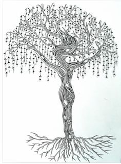 a drawing of a tree with many branches