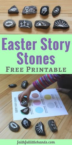 an easter story stones printable for kids to play with and learn how to make them