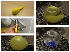 four pictures of various objects that are being used to make soapy dishes and bathtubs