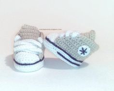 a pair of crocheted baby shoes on top of a pink background with the word pattern written below it