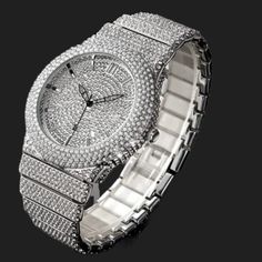 Brand New And Completely Iced-Out In Extra Shiny Simulated Diamonds (Cz). This Watch Is Bold, Masculine, And Perfect For Special Occasions Or Anytime You Want To Make A Statement. The Bling On This Timepiece Is Impressive, And A Head Turner Features: Round Face Day Calendar Silverplated Over High-Quality Alloy Metal For Durability Quartz Movement Full Ice Simulated Diamonds (Cz) Extra Shiny Heavy Quality Weight Case Thickness: Approximately 1 Cm Case Diameter: Approximately 4.8 Cm Band Width: Ap Color Calendar, Golden Watch, Hip Hop Bling, Mens Designer Watches, Diamond Watches For Men, Mirror Surface, Diamond Quartz, Luxury Style, Diamond Watch