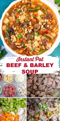 instant pot beef and barley soup with vegetables