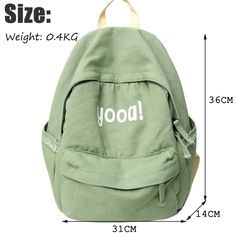 Brand Name: dieheOrigin: Mainland ChinaCN: HebeiMain Material: CanvasLining Material: PolyesterBackpacks Type: SoftbackInterior: Interior Zipper PocketInterior: Interior CompartmentHandle/Strap Type: Soft HandleExterior: Solid BagDecoration: LetterClosure Type: zipperTechnics: school bagCapacity: Below 20 LitreItem Type: BackpacksPlace Of Origin: China (Mainland)Carrying System: Arcuate Shoulder StrapGender: UnisexRain Cover: NoModel Number: casual backpackStyle: CasualPattern Type: SolidSize: 3 Trendy Green Canvas Backpack, Casual Green Canvas School Bag, School Canvas Bag With Letter Print, Back To School Canvas Bag With Letter Print, Green Casual Bags For Back To School, Casual Green Bags For Back To School, Casual Green Bag With Letter Print, Trendy Letter Print Standard Backpack, Casual Backpack With Letter Print For Back To School