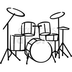 a drawing of a drum set