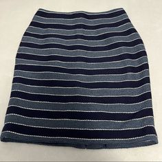 Loft Blue Stripes Skirt Size 2p New With Tags Blue High-waisted Winter Skirt, High Waist Blue Skirt For Winter, High-waist Blue Skirt For Winter, Casual Navy Stretch Skirt, Navy Fitted Mini Skirt For Spring, Blue Fitted Mini Skirt For Winter, Blue Winter Skirt Bottoms, Casual Blue Pencil Skirt, Casual Blue Pencil Skirt For Work