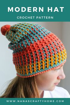 The Modern Hat is a crochet pattern by Nana's Crafty Home! The Crochet Unique Slouchy Hat "looks woven". This hat has a unique and fun look and would be great as a gift. So warm and cozy for cold months! Slouchy Beanie Crochet Pattern Free, Crochet Slouchy Hat Free Pattern, Hats 2023, Floating Raft, Crochet Hat Tutorial, Easy Crochet Hat Patterns, Crochet Bonnet