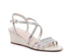 Saw this at DSW! Homecoming Shoes, Trending Handbags, Bling Sandals, Wedge Pump, Low Heel Sandals, Wedge Pumps, Trending Sneakers, Bride Shoes, Silver Shoes