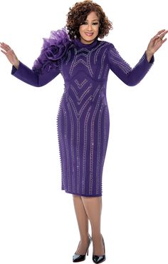 Dorinda Clark 309161 purple dress Ruffle Making, Scuba Fabric Dress, Dorinda Clark Cole, Cheap Suits, Dress Colors, Denim Maxi Dress, Scuba Fabric, Scuba Dress, Colors Purple