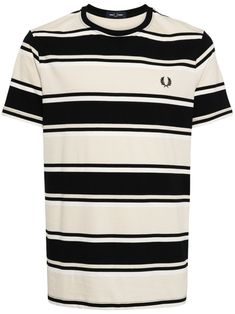 black/white/beige cotton horizontal stripe print embroidered logo at the chest crew neck short sleeves straight hem Striped T-shirt With Three Stripes Branding, Crew Neck, Summer Short Sleeve T-shirt With Signature Stripes, Black Horizontal Stripe Short Sleeve T-shirt, Spring Crew Neck T-shirt With Contrast Stripes, Classic White T-shirt With Contrast Stripes, Black Crew Neck T-shirt With Horizontal Stripes, White Crew Neck T-shirt With Striped Collar, Black Crew Neck Top With Signature Stripes, Black Short Sleeve T-shirt With Striped Collar