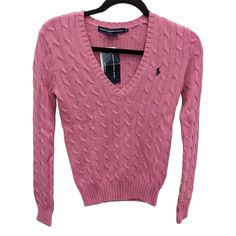 Ralph Lauren Sport Pink 100% Cotton Cable Knit V Neck Pullover Sweater Small S Brand New With Tags. Soft And Clean. See Photos For Details. Classic V-neck Textured Knit Sweater, Fitted Long Sleeve Knitted V-neck Sweater, Fitted Long Sleeve V-neck Knitted Sweater, Textured Knit Long Sleeve Polo Sweater, Classic Long Sleeve Knitted Polo Sweater, Casual Long Sleeve Cable Knit Polo Sweater, Cable Knit Long Sleeve Polo Sweater, Long Sleeve Cable Knit Polo Sweater, Ralph Lauren Cable Knit Sweater For Fall