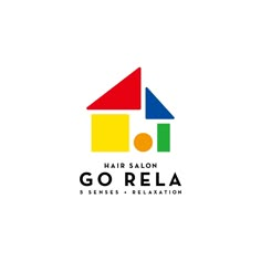 the logo for hair salon go rela, which is located in front of a house