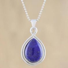 Drop-Shaped Lapis Lazuli Pendant Necklace from Thailand - Glamorous Twist | NOVICA Necklaces Unique, Sweet Jewelry, Lapis Lazuli Pendant, Jewelry Workshop, Cz Pendant, Jewelry Show, Earring Crafts, Jewelry Packaging, Custom Necklace