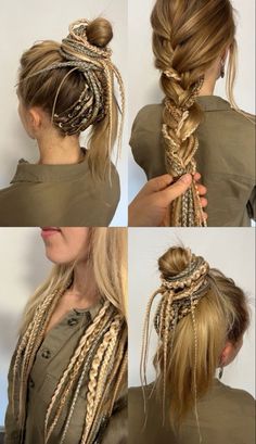 Dreadlock Short Hair, Dread Extension Hairstyles, Long Viking Hairstyles Women, Simple Dreadlocks Styles, Partial Dreads Hairstyles, Braid In Dreads Extensions