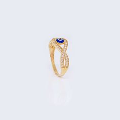 14K Gold Infinity Evil Eye Ring with Cubic Zirconia Stones Elegant Rings With Diamond Eyes For Anniversary, Elegant Ring With Diamond Eyes For Anniversary, Elegant Evil Eye Rings, Elegant Formal Rings With Diamond Eyes, Elegant Diamond Ring With Diamond Eyes For Promise, Elegant Evil Eye Rings As Gift, Elegant Gold Rings With Diamond Eyes, Elegant Evil Eye Jewelry For Anniversary, Round Cubic Zirconia Ring With Diamond Eyes