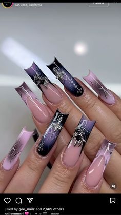 Simple Acrylic Nails, Glow Nails, Classy Acrylic Nails, Acrylic Nails Coffin Pink, Soft Nails, Unique Acrylic Nails, Long Square Acrylic Nails, Black Nail