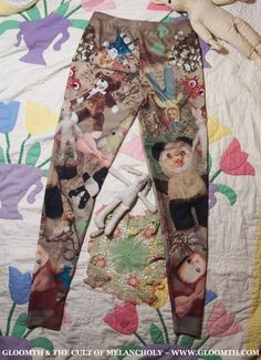 Gloomth Creepy Vintage Toy Print Leggings Sizes XS-5XL Vintage Bizarre, Kawaii Leggings, Cool Tights, Cotton Twill Jacket, Creepy Vintage, Frilly Socks, Printed Tights, Twill Jacket, Womens Leggings