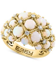 in stock Effy Rings, Gold Sign, Brilliant Diamond, Cluster Ring, Lattice, Jewelry Watches, Opal, In Store, Fine Jewelry