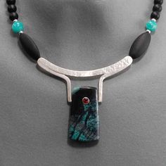 Sculpture Jewelry, Painting Sculpture, Turquoise Jewelry Native American, Necklace Collection, Funky Jewelry, Stone Setting, A Necklace, Bohemian Fashion, Precious Metal