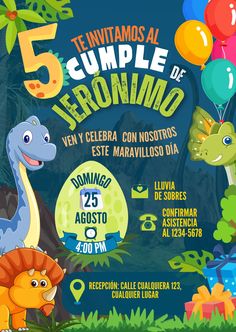 a poster for the 5th annual cumple de ceroninoo in spanish and english