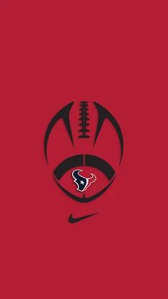 the houston texans logo is shown on a red background with black and white footballs