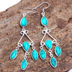 "AAA Solid Turquoise (lab created) Gemstone Bezal Setting Earrings - 925 Sterling Silver Handmade Designer Drop & Dangle Earrings length 2.75\"-ae3116( Stamped 925 ) MATERIAL- 925 STERLING SILVER GEMSTONE- Turquoise (lab created) EARRINGS LENGTH - 2.75\" INCH STONE SIZE- 10 x 5, 8 x 6 MM EARRING WEIGHT - 5.8 GRAMS COLOR - As Seen As Image SHAPE- Pear,Marquise" Turquoise Jewelry Earrings, Silver Turquoise Earrings, Expensive Jewelry, Sterling Silver Filigree, Earrings Women, Drop Dangle Earrings, Dainty Earrings, Handmade Boho, Silver Earrings Dangle