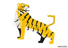 a paper cut out of a tiger with lightning bolts on it's chest and tail