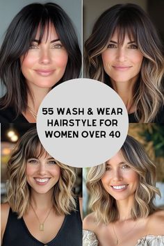 Hairstyles With Bangs For Fine Hair, Woman Hairstyles Over 40 Long Hair, Side Bangs Blended Into Hair, Medium Haircuts For Women Side Part, Medium Length Hair Side Swept Bangs, Long Bottleneck Bangs, Kaitlyn Olson Hair, Shoulder Length Long Bangs, Hair Cuts For Women In There 40s