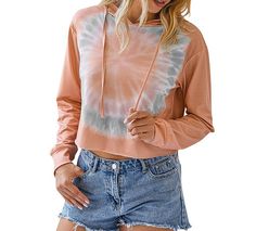 https://cheapsalemarket.com/product/casual-hooded-hoodies-elegant-women-sweatshirt/ Spiral Tie Dye, Orange Tie, Crop Hoodie