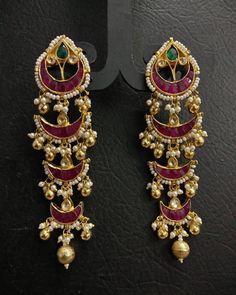 Antique Gold Finish Silver Jewelry Statement Earrings Kundan Bridal Jewelry Earrings for Indian and Pakistani Brides for all Occasions. *It's Handmade Indian Kundan Earrings. *It's made from Silver n Copper N Pink and Green Kundan Stones Settings with 22k gold Plating as shown in picture. *It's beautiful Ethnic Statement Earrings. *It's Earrings are 3.5 Inch Long. *Our all jewelry is made from semiprecious stones and beads. *WARRANTY: ITS GENUINE HANDMADE JEWELRY AND WE ARE GIVING LONG LIFE WARR Multicolor Earrings For Diwali Rituals, Multicolor Latkans Earrings For Rituals, Multicolor Tilla Earrings For Rituals, Bollywood Style Earrings With Cutdana For Rituals, Bollywood Style Cutdana Earrings For Rituals, Handmade Bollywood Earrings For Ceremonial Occasions, Handmade Bollywood Ceremonial Earrings, Handmade Chandbali Bridal Earrings For Ceremonial Occasions, Ceremonial Multicolor Chandbali Earrings