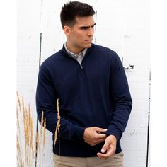 This best-selling 1/4 Zip Mock Neck is a timeless pullover. It has a classic look that features rib stitch trim along the body, as well as the cuff. 100% Super Fine Inner Mongolian Cashmere in 2ply 12gg yarn Classic Fit Double Rib Cuff and Body Trim Model is 6'2" wearing size Large Blue Cashmere Sweater, Mens 1/4 Zip, Rib Stitch, Body Trim, Dog Socks, Inner Mongolia, Brown Dog, Half Zip Pullover, 1/4 Zip