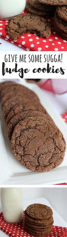 chocolate cookies and marshmallows on a plate with the words give me some sugar