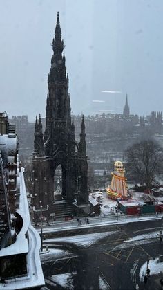 an image of a city in the snow