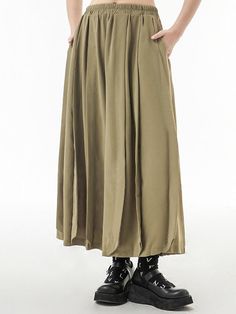 Sku CY-!104828 Material <50%Cotton Style Loose , Wide Leg Feature Pleated , Elasticity , Split-joint , Solid Color Occasion Casual , Urban , Simple Seasons Spring , Summer , Autumn Type Pants Color BLACK,ARMY GREEN Size One_size Please consult the size chart we provide for this item's measurements to help you decide which size to buy.Please note: There may be 1-3cm differ due to manual measurement. CMINCH Waist Hips Thigh Length One_size 66-102 122 74 87 Model's information : Weight : 53 KgHeight : 166 Cm (65.35 Inches)Bust : 78 Cm (30.71 Inches)Waist : 64 Cm (25.20 Inches)Hips : 84 Cm (33.07 Inches)Size : One_size High Waist Pleated Bottoms With Loosely Fitted Hips, Baggy High-waisted Pleated Bottoms, Pleated Bottoms For Fall, Baggy Solid Color Khaki Bottoms, Baggy Khaki Bottoms Solid Color, Khaki Solid Color Bottoms For Workwear, Khaki Bottoms For Workwear, Khaki Fitted Wide-leg Pants, Pleated Khaki Bottoms For Fall