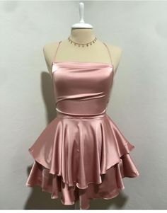 Pink Birthday Outfits, Satin Homecoming Dresses, Dama Dresses, Satin Homecoming Dress, Classy Prom Dresses, Short Party Dress, Prom Dress Inspiration, Cute Prom Dresses, Birthday Outfits