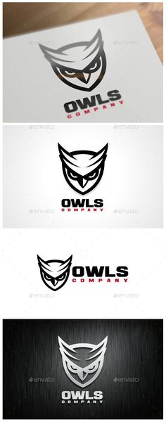 four different logos that are designed to look like an owl's head and the words owls