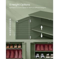 an info sheet describing the different types of shoes and how they are stored in them