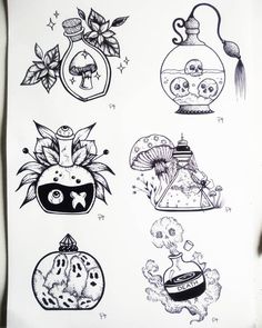 a drawing of different designs on a piece of paper