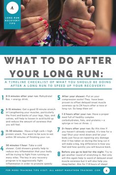 a flyer with the words what to do after your long run and two hands holding each other