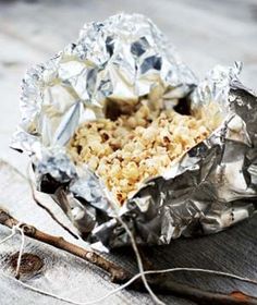 a piece of tin foil with some food in it