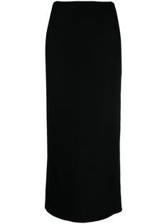 black wool high waist rear zip fastening straight hem mid-length Wool Pencil Skirt, Pencil Skirt Black, Yohji Yamamoto, Skirt Black, Black Wool, Mid Length, Pencil Skirt, High Waist, Pencil