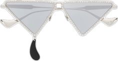 Elegant Silver Shield Sunglasses For Summer, Luxury Silver Shield Sunglasses With Gradient Lenses, Chic Silver Shield Sunglasses With Mirrored Lenses, Elegant Metal Sunglasses With Tinted Lenses, Modern Metal Shield Sunglasses With Tinted Lenses, Chic Metal Sunglasses For Party, Formal Metal Sunglasses With Gradient Lenses, Designer Sunglasses With Mirrored Lenses For Parties, Designer Shield Sunglasses With Tinted Lenses