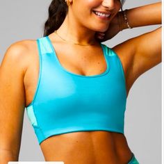 Fabletics Medium Impact Shine Sports Bra. Ocean Eyes/Electric Turquoise Neon/Storm Slate. Nwt. Still In Bag. Size M Blue Activewear For Pilates With Light Support, Blue Athleisure Activewear With Mesh Back, Blue Athleisure Activewear With Light Support, Blue Activewear With Light Support For Workout, Blue Activewear For Workout With Light Support, Blue Athletic Fit Sports Bra For Workout, Blue Activewear For Pilates With Medium Support, Blue Mesh Back Sports Bra For Workout, Supportive Blue Sports Bra For Workout