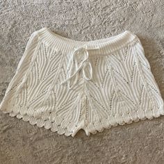 Like New, Never Worn White Shorts For Summer Vacation, White Shorts For Vacation Day Out, White Summer Bottoms For Warm Weather, White Summer Shorts For Warm Weather, White Bottoms For Summer Warm Weather, White Bottoms For Beach Season Warm Weather, Beach Covers, Womens Swim, Cover Up