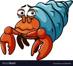 a cartoon crab with a blue hat on it's head