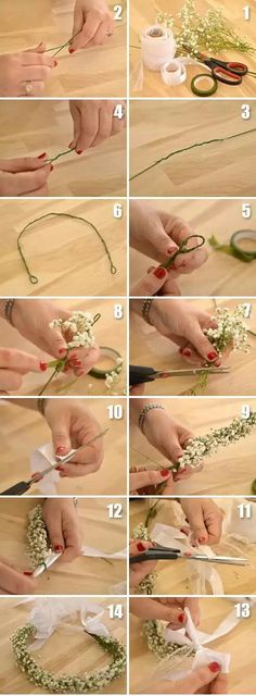 step by step instructions on how to make a flower crown