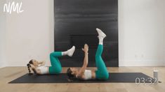 a woman doing an exercise on a yoga mat