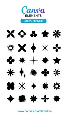 the silhouettes of different shapes and sizes are shown in black on white, as well as