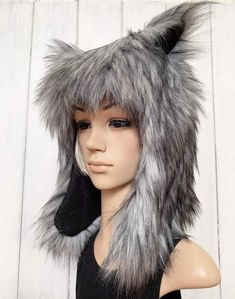 Witch Wardrobe, Lion Witch Wardrobe, Wolf Hat, Fur Animal, Wolf Ears, Black Tips, Hood Hat, Animal Hats, Ear Hats