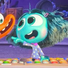 two cartoon characters are playing on a keyboard together in the animated movie monsters, which is based on children's books