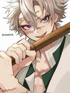 an anime character is holding a baseball bat